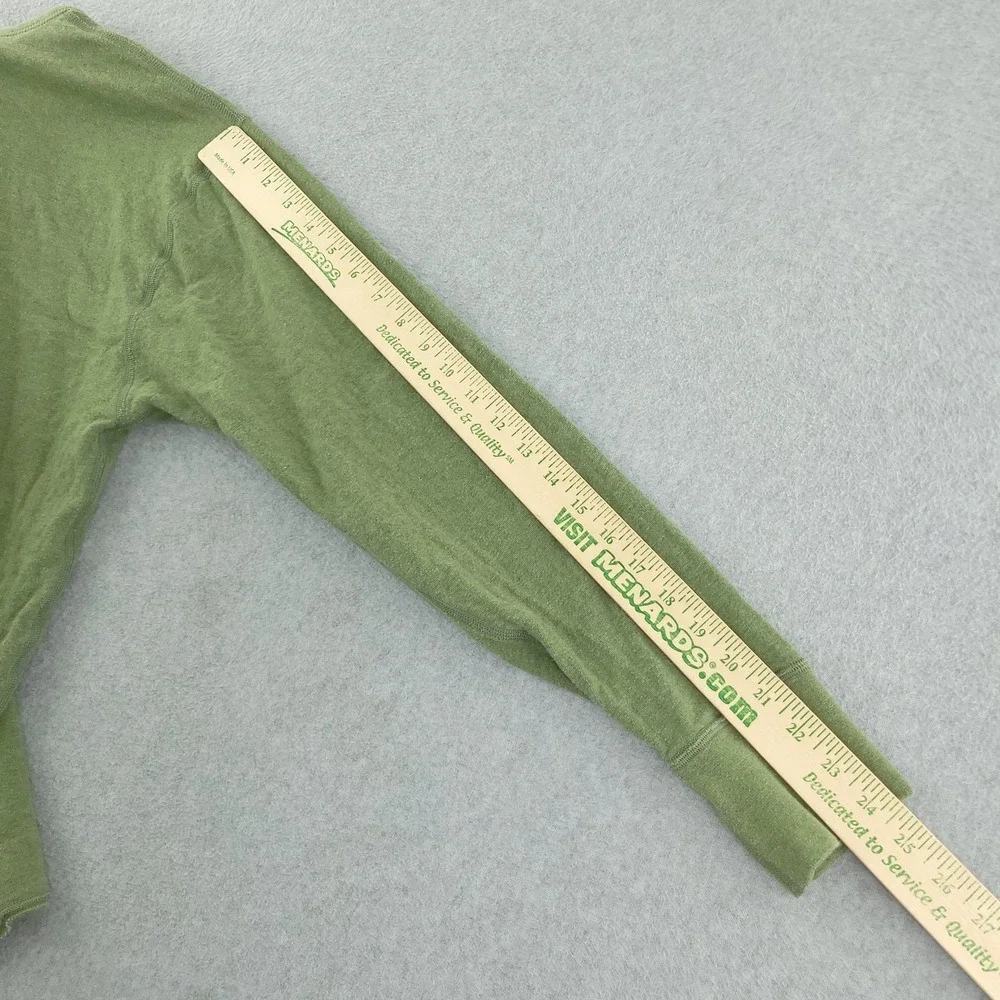 L.L. Bean Shirt Mens M Green Long Sleeve Cotton Wool Thermal Henley Tagless Tee